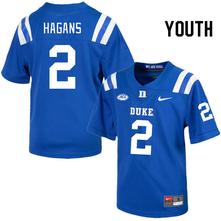 Youth #2 Sahmir Hagans Duke Blue Devils College Football Jerseys Stitched Sale-Royal